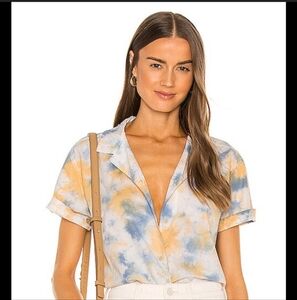 Junk Food Ana cropped shirt vintage white tie dyed size small relaxed fit